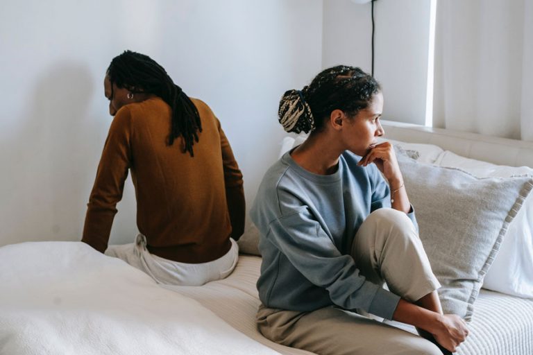A couple sits on opposite sides of the bed as they ignore one another. This could represent the need for couples therapy and marriage counseling in Pasadena, CA and Sacramento, CA. Contact a couples therapist for more info on infidelity counseling and other services. 91101 | 95814 | 95688 | 95765
