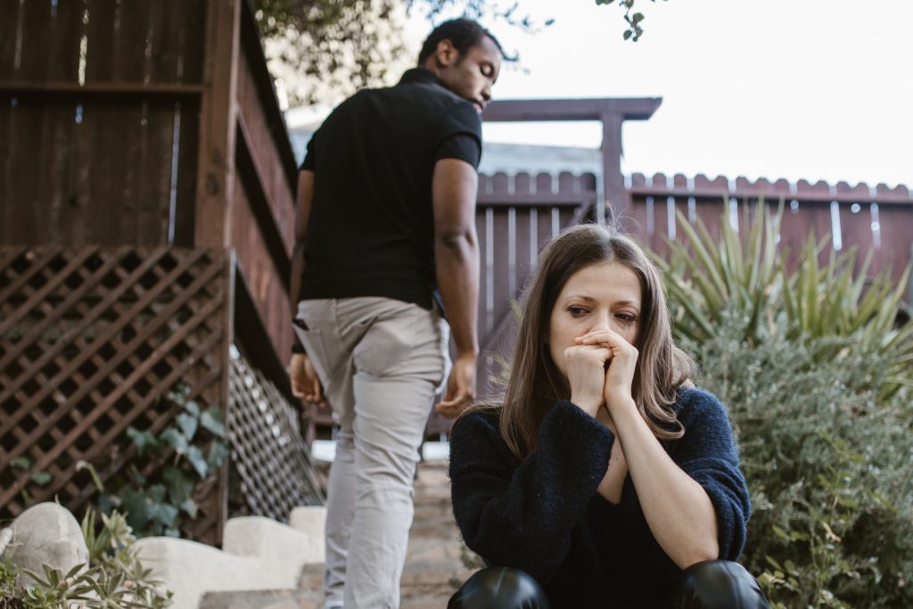 a couple in distress, he is walking away. Resolve relational conflicts with coules therapy in Pasadena. 91101